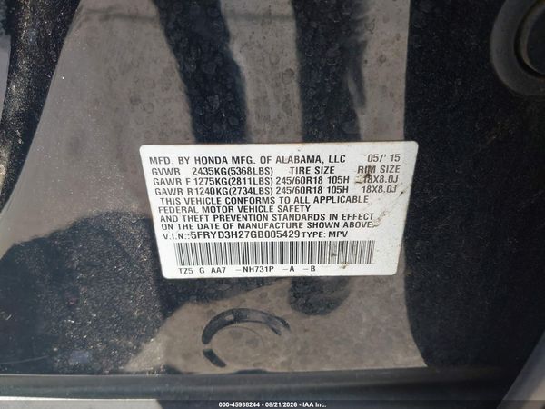 2016 ACURA MDX ACURAWATCH PLUS PACKAGE — I9