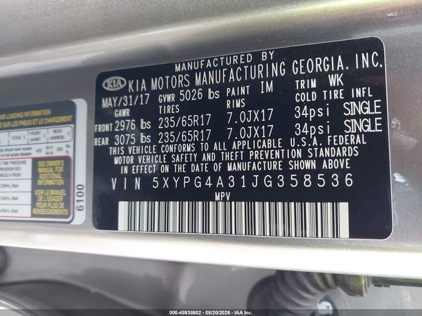 2018 KIA SORENTO 2.4L LX
