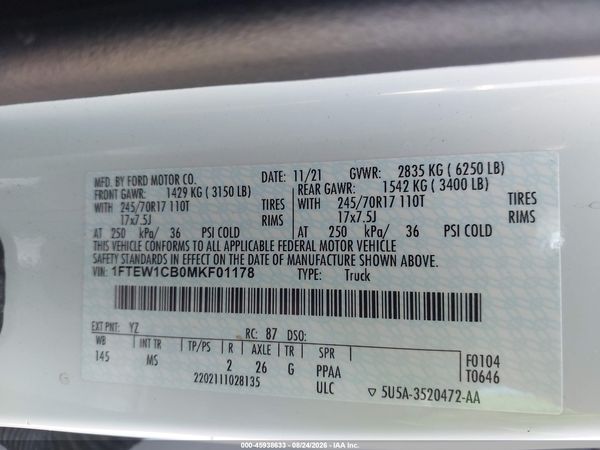 2021 FORD F-150 XLT — I9