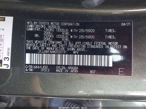 2021 LEXUS RX 450HL LUXURY — I9
