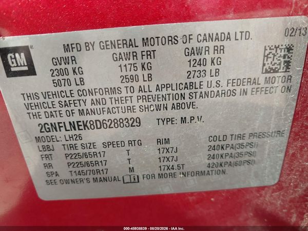 2013 CHEVROLET EQUINOX 2LT — I9
