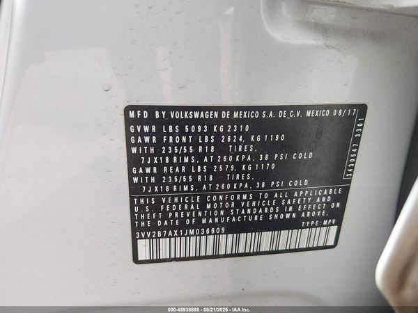 2018 VOLKSWAGEN TIGUAN 2.0T SE/2.0T SEL — I9