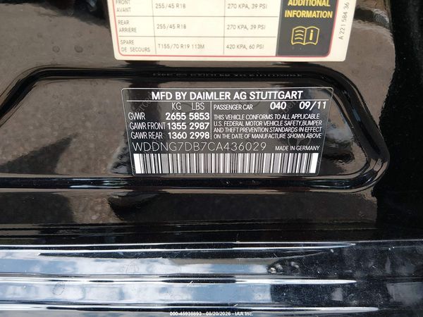 2012 MERCEDES-BENZ S 550 S550