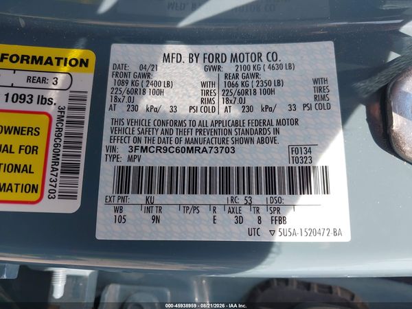 2021 FORD BRONCO SPORT OUTER BANKS