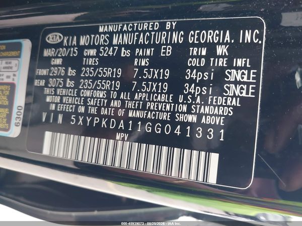 2016 KIA SORENTO 2.0T SXL