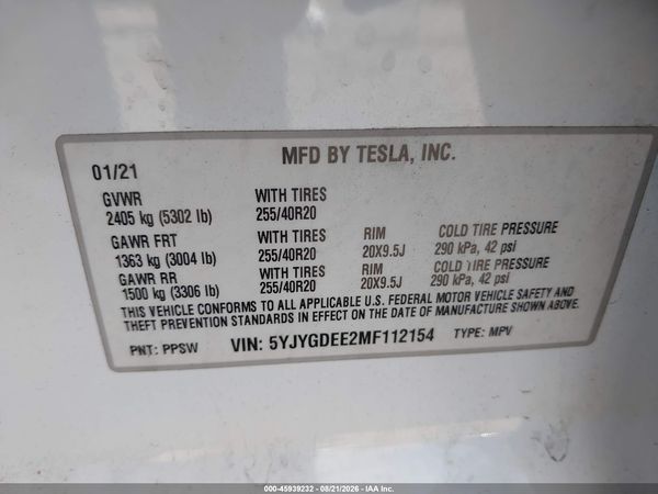 2021 TESLA MODEL Y