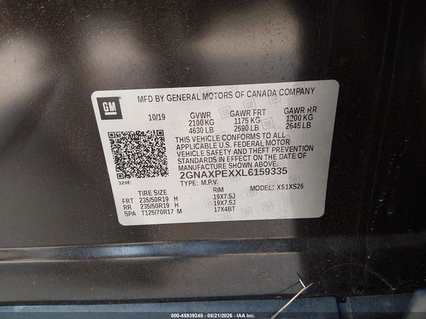 2020 CHEVROLET EQUINOX FWD PREMIER 2.0L TURBO — I9