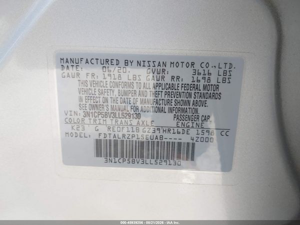 2020 NISSAN KICKS S XTRONIC CVT