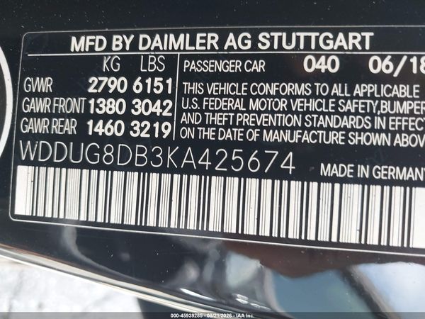 2019 MERCEDES-BENZ S 560 S560 — I9