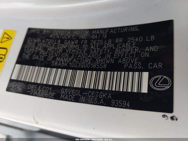2016 LEXUS ES 350