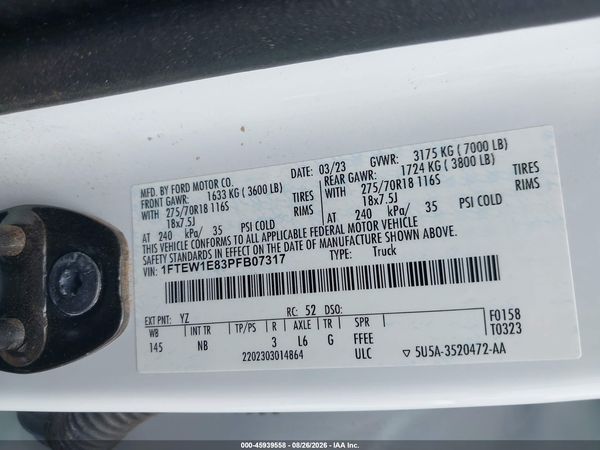 2023 FORD F-150 TREMOR — I9