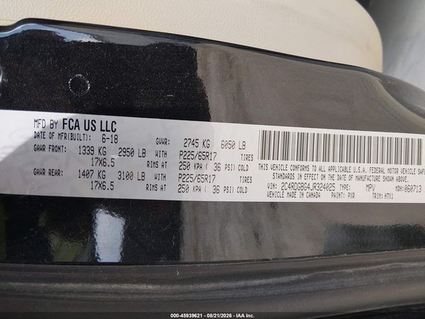 2018 DODGE GRAND CARAVAN SE — I9