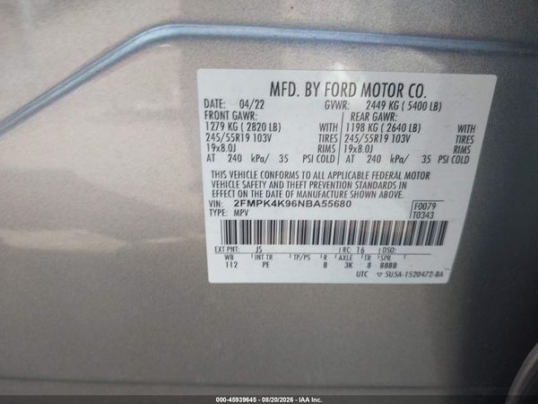 2022 FORD EDGE TITANIUM — I9