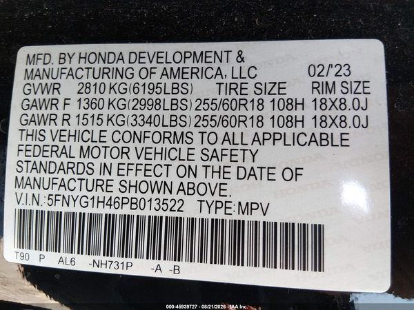 2023 HONDA PILOT AWD EX-L 8 PASSENGER