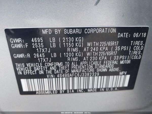 2018 SUBARU OUTBACK 2.5I PREMIUM