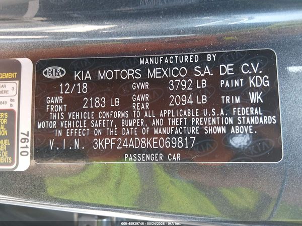2019 KIA FORTE LXS — I9
