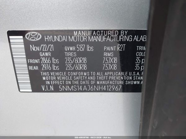 2022 HYUNDAI SANTA FE SE