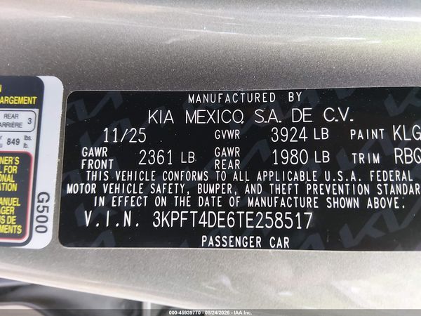 2026 KIA K4 LXS