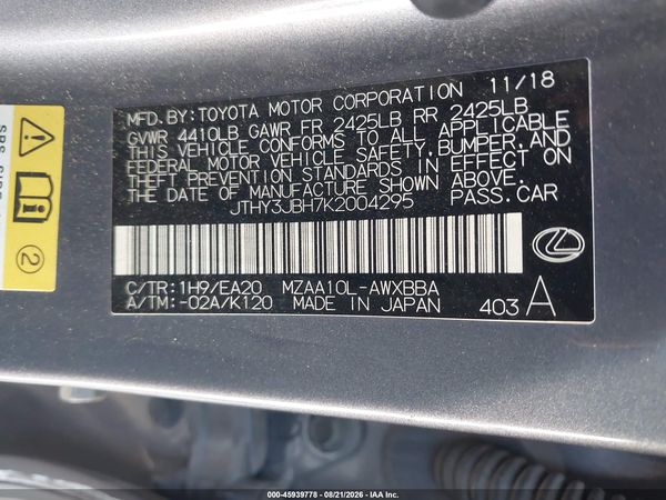 2019 LEXUS UX 200 200 Base/Luxury/F Sport — I9