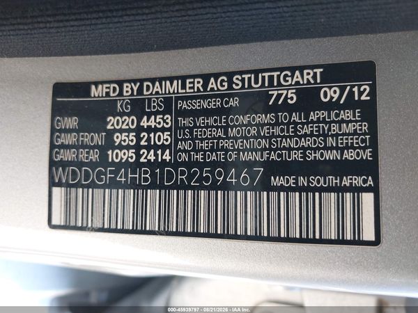 2013 MERCEDES-BENZ C 250 SPORT