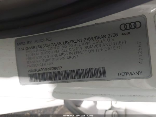 2015 AUDI A6 3.0T PREMIUM PLUS — I9