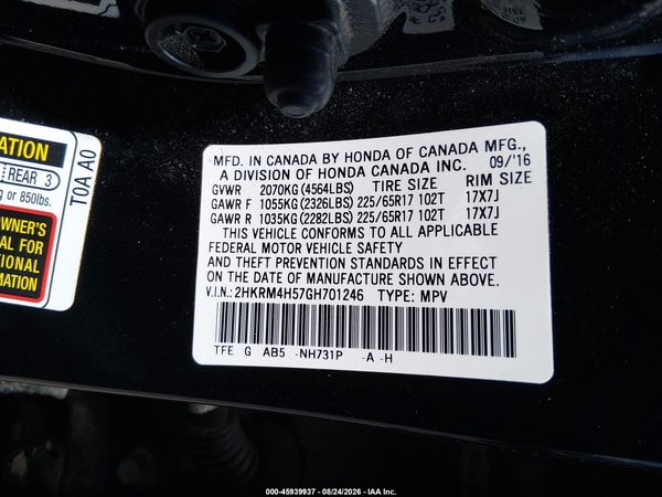 2016 HONDA CR-V EX
