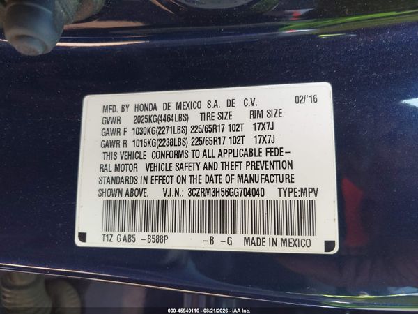 2016 HONDA CR-V EX
