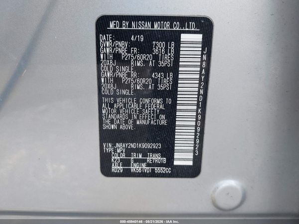 2019 NISSAN ARMADA SL