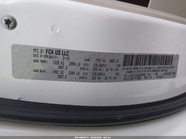 2018 CHRYSLER PACIFICA TOURING L PLUS — I9