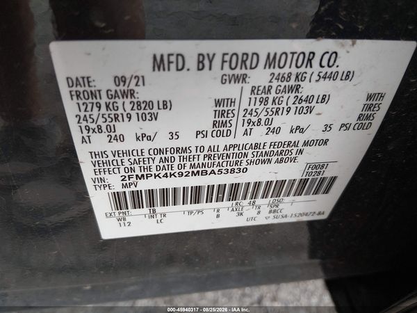 2021 FORD EDGE TITANIUM — I9