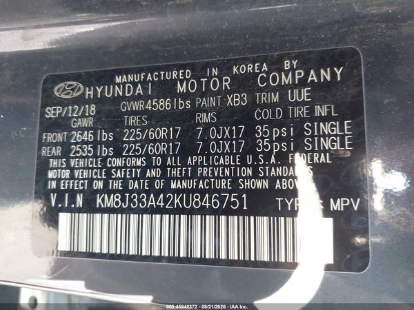 2019 HYUNDAI TUCSON VALUE — I9