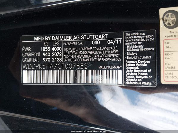 2012 MERCEDES-BENZ SLK 350 SLK350 — I9