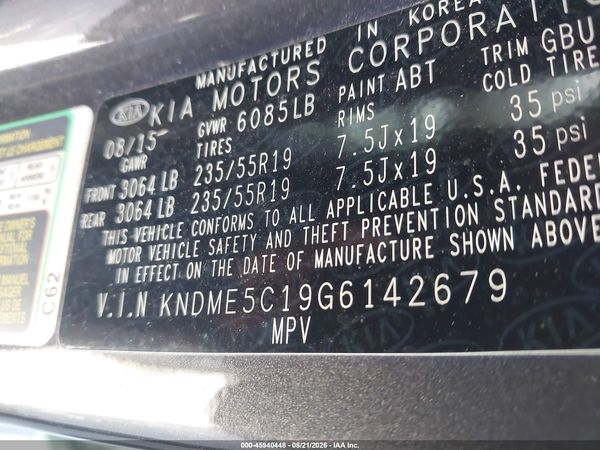 2016 KIA SEDONA SX LUXURY