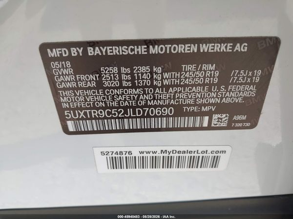 2018 BMW X3 XDRIVE30I — I9