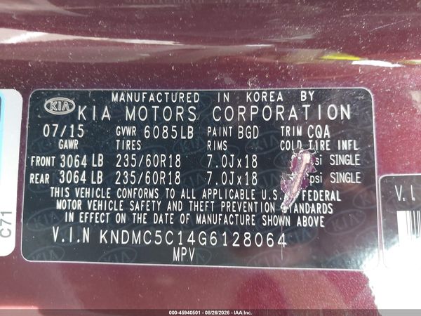2016 KIA SEDONA EX
