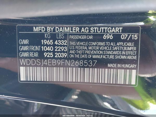 2015 MERCEDES-BENZ CLA 250 CLA250