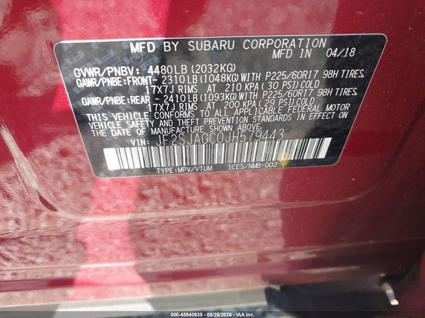2018 SUBARU FORESTER 2.5I PREMIUM — I9