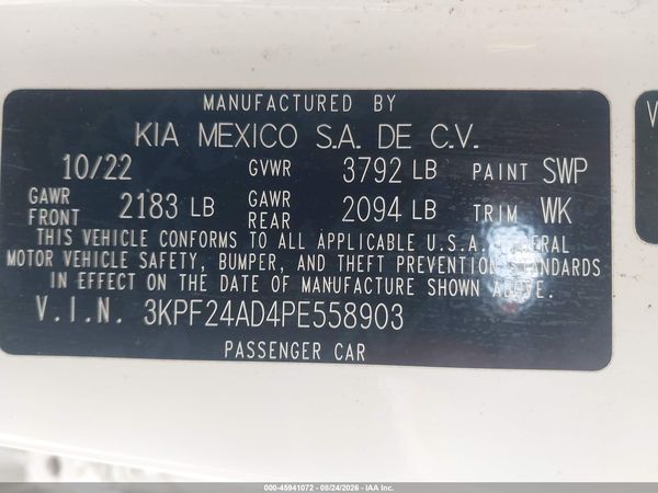 2023 KIA FORTE LXS — I9