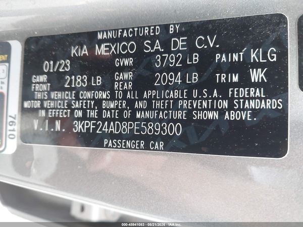 2023 KIA FORTE LXS
