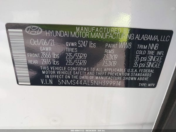 2022 HYUNDAI SANTA FE LIMITED — I9