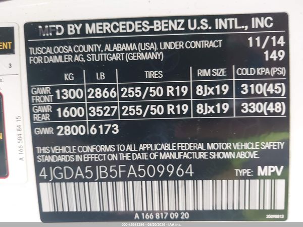 2015 MERCEDES-BENZ ML 350 ML350