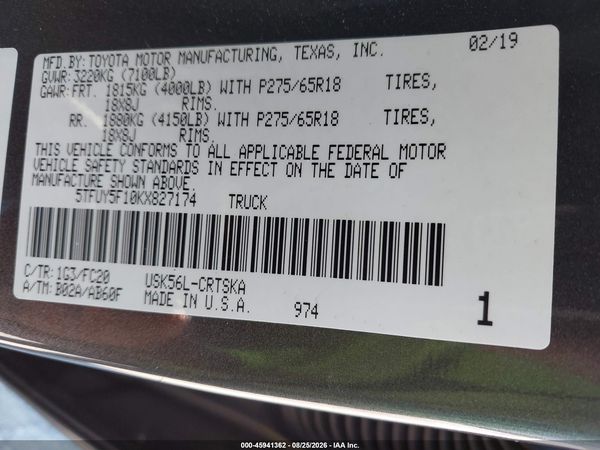 2019 TOYOTA TUNDRA SR5 5.7L V8