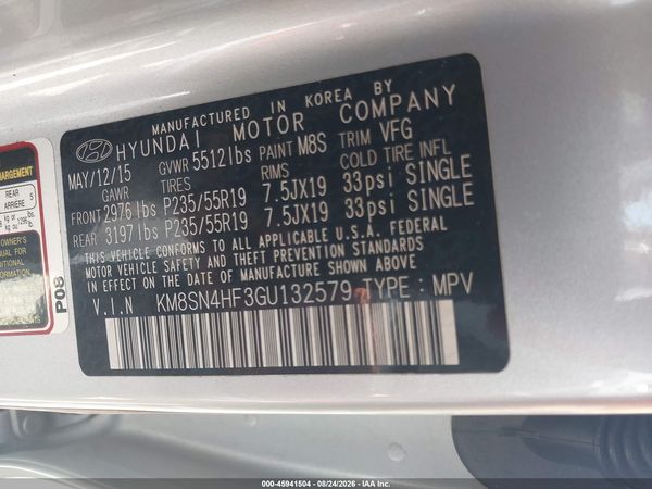 2016 HYUNDAI SANTA FE SE