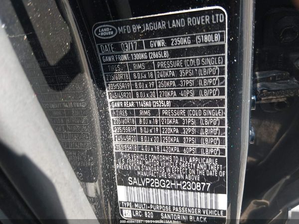 2017 LAND ROVER RANGE ROVER EVOQUE SE/SE PREMIUM