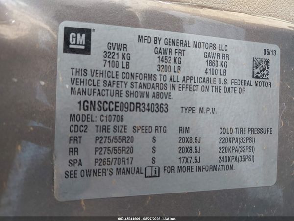 2013 CHEVROLET TAHOE LTZ — I9