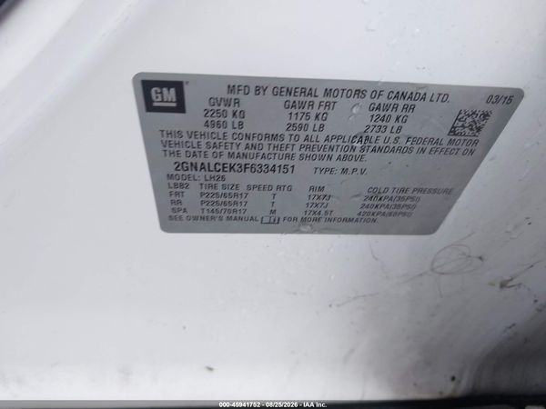 2015 CHEVROLET EQUINOX LT — I9