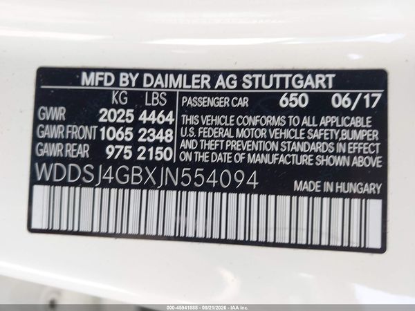 2018 MERCEDES-BENZ CLA 250 4MATIC — I9