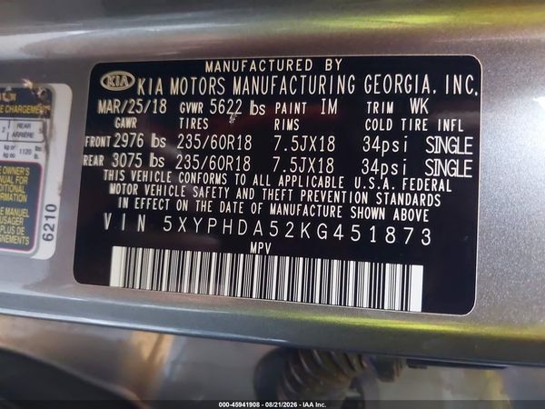 2019 KIA SORENTO 3.3L EX