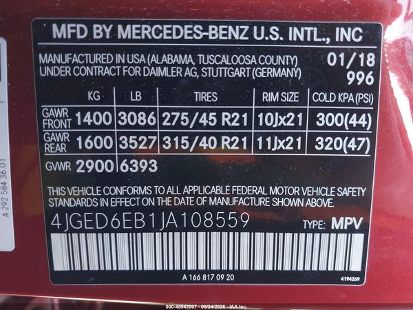 2018 MERCEDES-BENZ AMG GLE 43 COUPE 4MATIC — I9