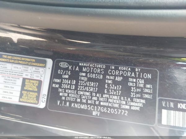 2016 KIA SEDONA LX